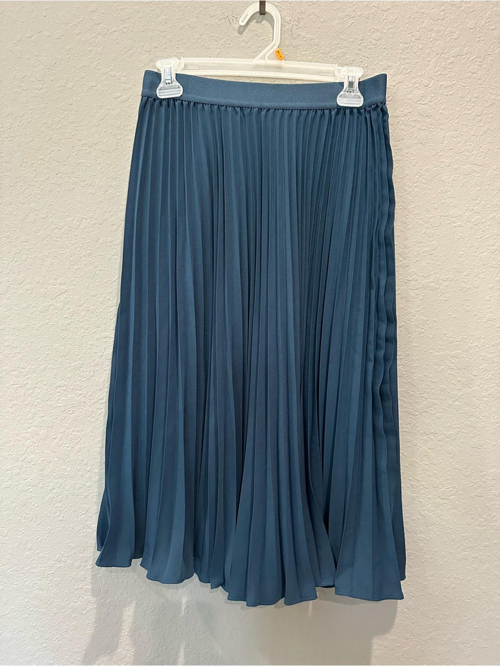 Grace Karin teal pleated skirt elastic waistband Sz L EUC